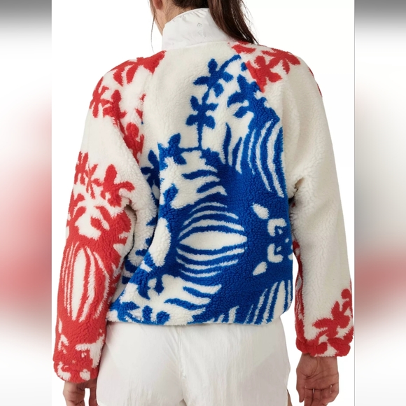FP free people rocky ridge fleece jacket white blue red - Picture 3 of 11